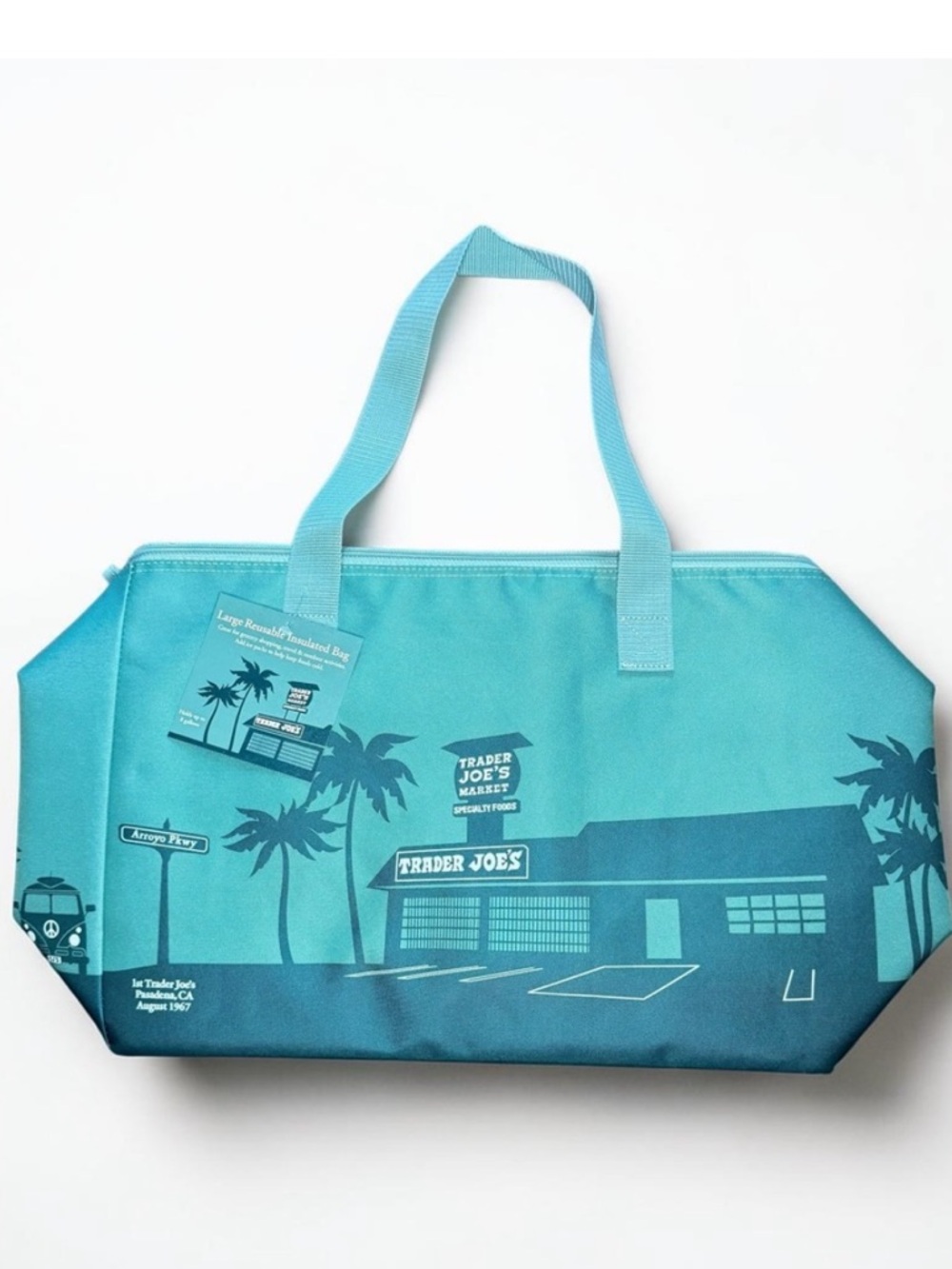 ❤️ Trader Joe’s Large Reusable Insulated Cooler Bag Dusty Blue NWT